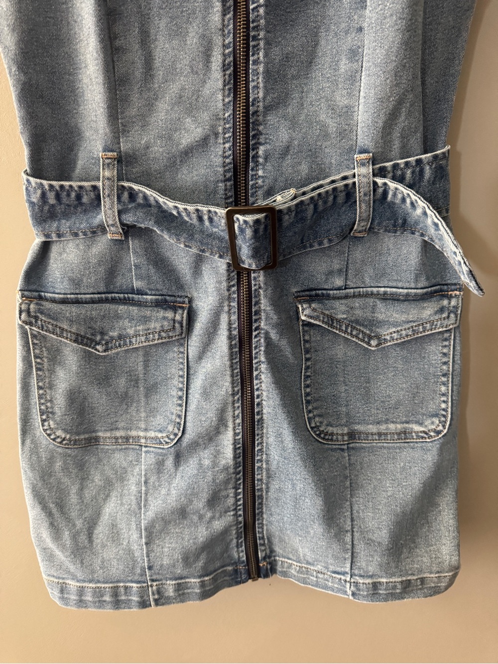 Rewash | vintage style denim zip up belted dress | M - Picture 4 of 5